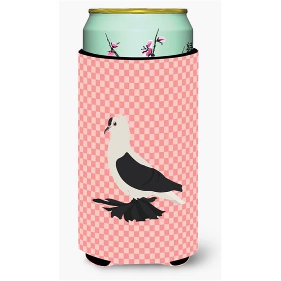 Saxon Fairy Swallow Pigeon Pink Check Tall Boy Beverage Insulator Hugger