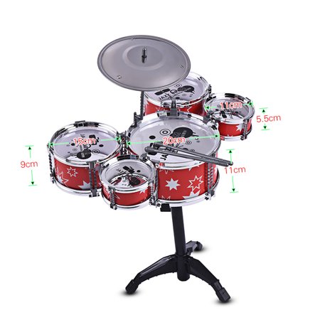 Abody Children Kids Jazz Drum Set Kit 5 Drums + 1 Cymbal with Stool Drum Sticks for Boys Girls