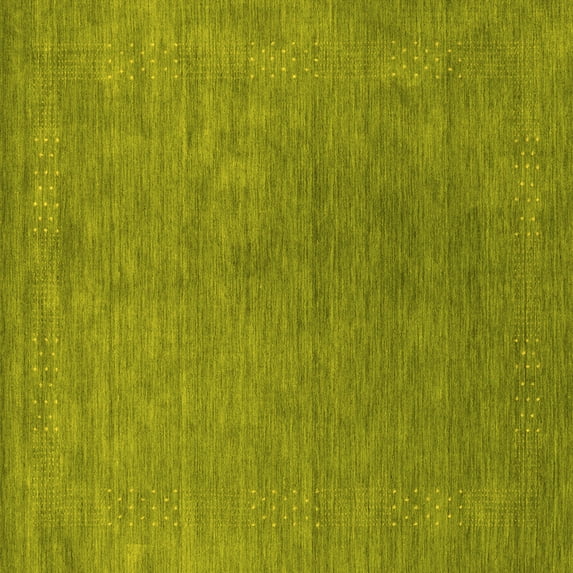 Ahgly Company Machine Washable Indoor Square Abstract Yellow Contemporary Area Rugs, 6' Square