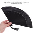 thumbnail image 2 of MIPCASE 1Pc Men Hand Folding Fan Black Bamboo and Silk Large Air Supply Durable Design, 2 of 8
