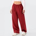 thumbnail image 2 of Women's Sweatpants Winter High Waisted Sweat Pants Drawstring Baggy Jogger Pants for Casual and Sports Activities,Wine,2XL, 2 of 3