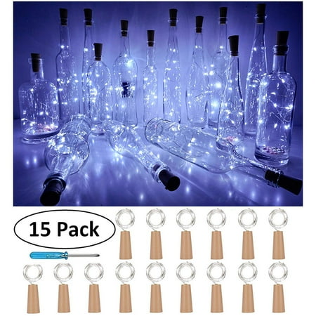 

Tangnade LED Lamp 15PCS Bottle Lights Cork Shape For 1M 10 LED Wine Bottle String Party Romantic White