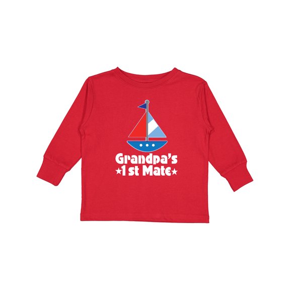 Inktastic Grandpas First Mate Nautical Sailboat Boys Long Sleeve Toddler T-Shirt