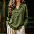 thumbnail image 2 of BODOAO Linen Cotton Blouses for Women Lightweight Plain Blouses Tunic Tops Henley Neck Plus Size Travel Top Casual Top Summer Skin-Friendly Tops Loose Fit Gauze Tops Basic Tees Blackish Green 3Xl, 2 of 7