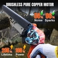 thumbnail image 3 of Mini Chainsaw Cordless 6-Inch with 2 Battery, Brushless Motor, One-Handed, Portable Electric Chain Saw for Wood Cutting Tree Trimming, With Complete Chainsaw Kit, 3 of 9
