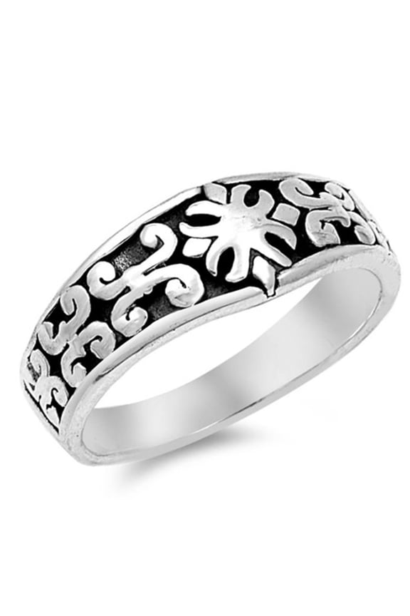 Oxidized Flower Cross Fleur De Lis Ring .925 Sterling Silver Band Jewelry Female Male Unisex Size 5