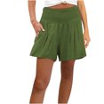 thumbnail image 2 of Xysaqa Women Summer Casual Shorts Womens Girls Smocked Elastic High Waist Lounge Short Beach Shorts with Pockets S-5XL (Available in Plus Size), 2 of 7