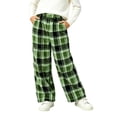 thumbnail image 3 of JOANKDMI Teen Girls Plaid Pajama Size 14-15 Pants Warm Fleece Fuzzy Lounge Bottoms Winter Thick Sleepwear Elastic Waist Comfy Cold Weather Relaxed Fit Sleep Trousers Home, 3 of 5