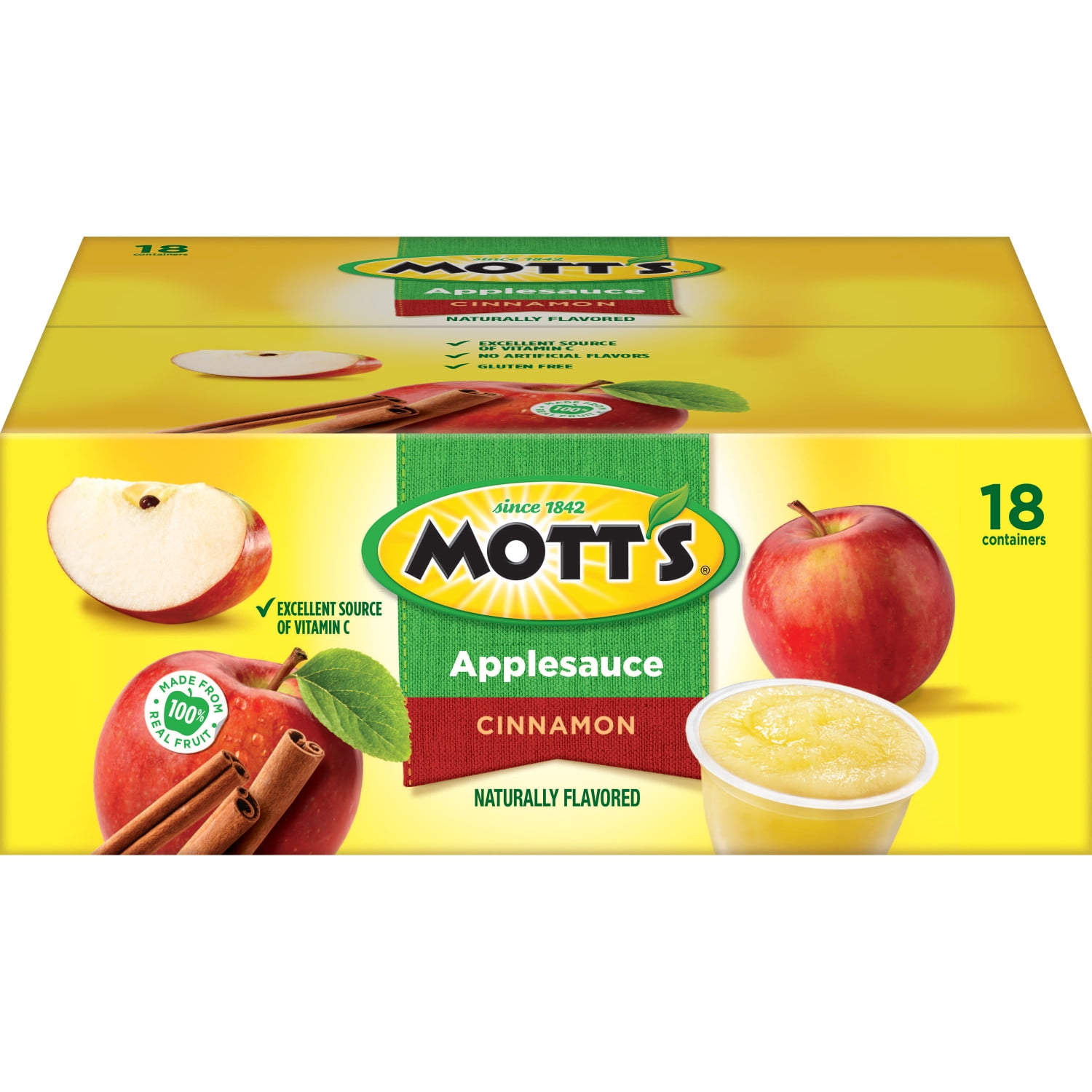 Mott's Cinnamon Applesauce, 4 Oz Cups, 18 Count