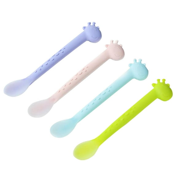 4Pcs Infant Spoons Silicone Spoon Baby Feeding Training Spoon Tableware