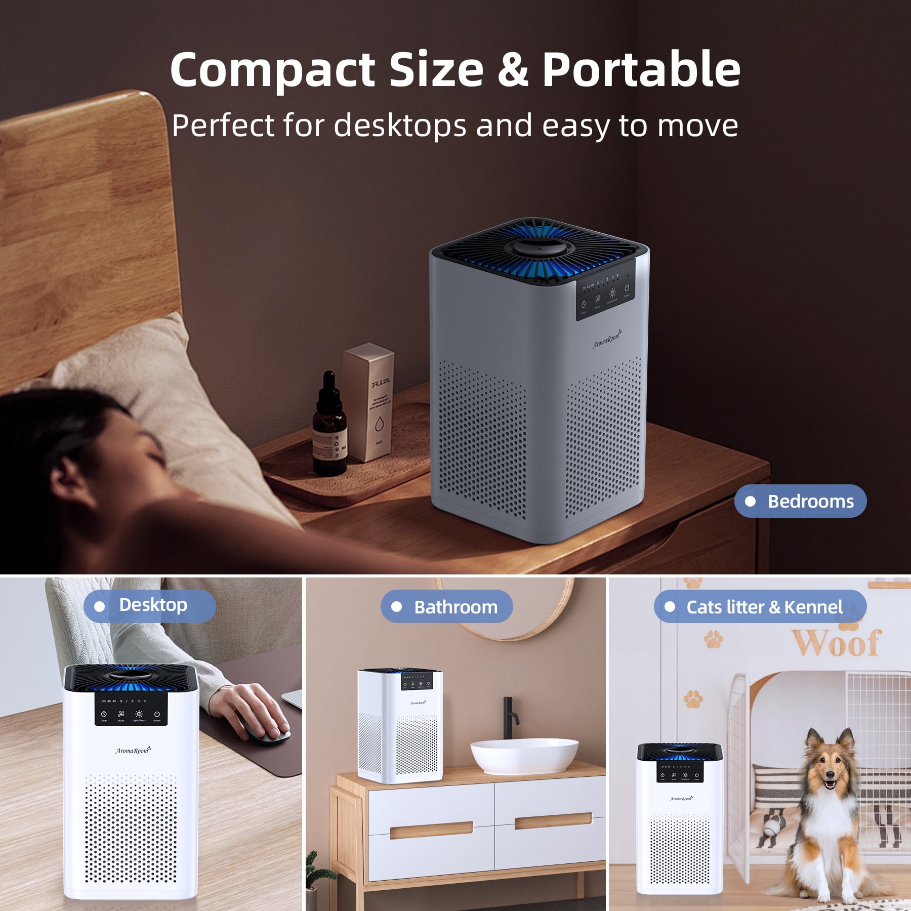Aroma Room Air Cleaners with Hepa Filter, Air Purifiers for Home