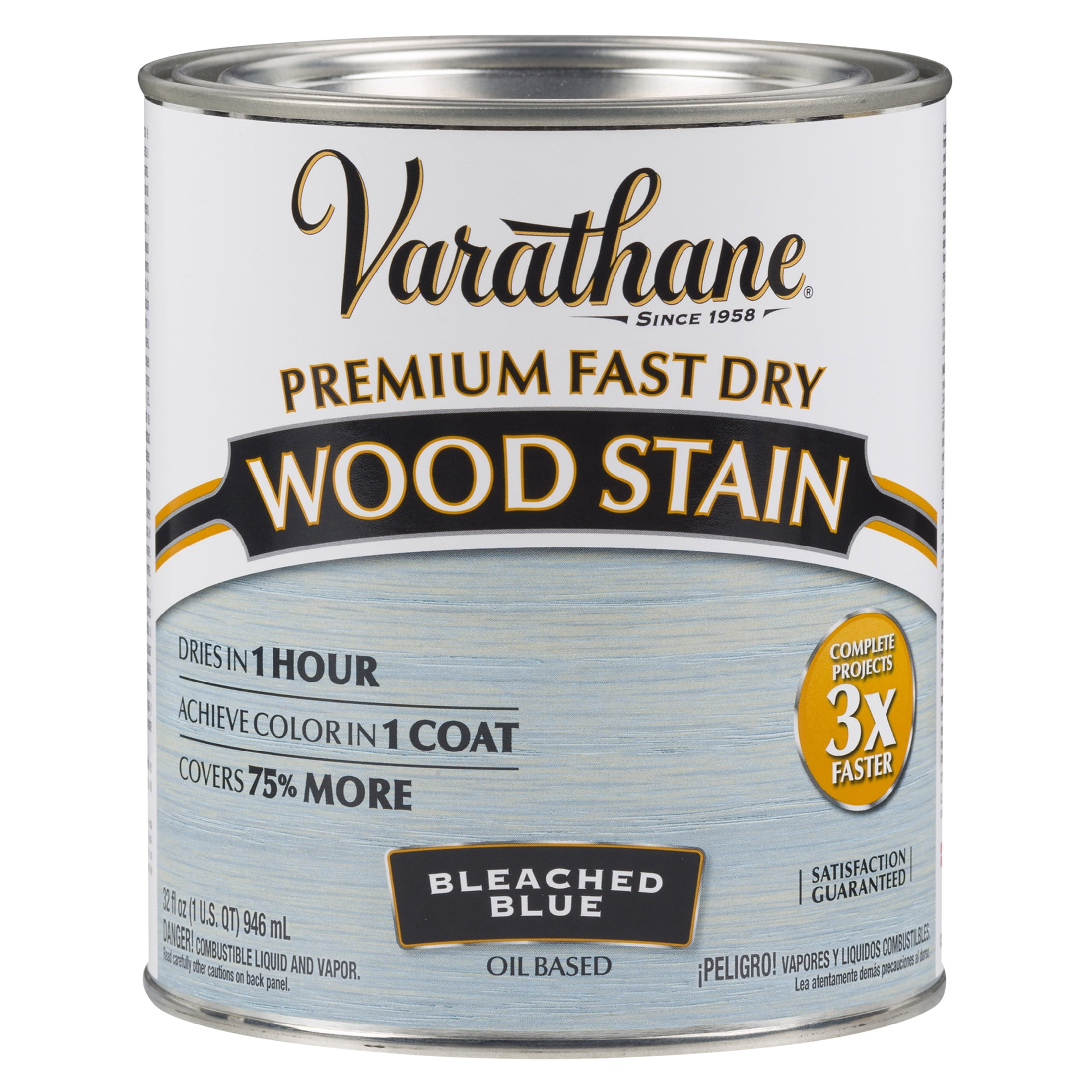 2 Pack, Bleached Blue, Varathane Premium Fast Dry Wood Stain-297425, Quart