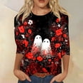 thumbnail image 7 of Womens Casual Halloween 3/4 Sleeve Crew Neck Tee Shirts Pumpkin Shirts Thanksgiving Fall Tops, 7 of 7