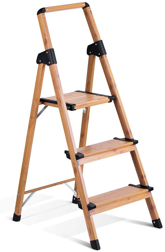 5 Tread Step Ladder Aluminum Light Weight Rust-Proof Extra-Wide Non Slip Steps Portable Folding Stepladder 