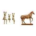 thumbnail image 1 of Figuras De Conejos Y Caballos, Escultura Animal, Adorno De Mesa, Centro De Mesa, Resina Grabada Para Vitrina, Estantería, Decoración Del Hogar U Oficina., 1 of 8
