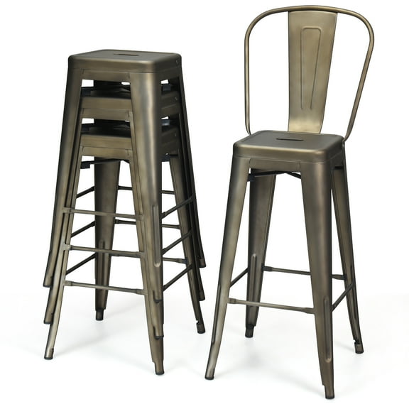 Topbuy Set of 4 Bar Stools 30" Height Stackable Dining Chairs