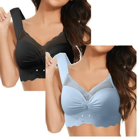 LUOGENLI Women Bras Underwire Women s Front Side Buckle Lace Edge without Steel Ring Movement Seamless Gathering Adjustment Yoga Sleep Large Bra Women Bralette Pack Women Bras No Underwire XXXL
