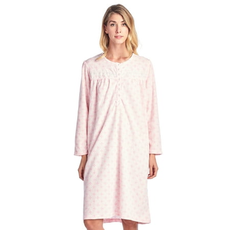 

Casual Nights Women s Long Sleeve Micro Fleece Cozy Floral Night Gown