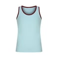 thumbnail image 3 of Sakmal Crew Neck Womens Tanks Blue Blue Solid Breathable Workout Muscle Camisole Tunic Tops, 3 of 7
