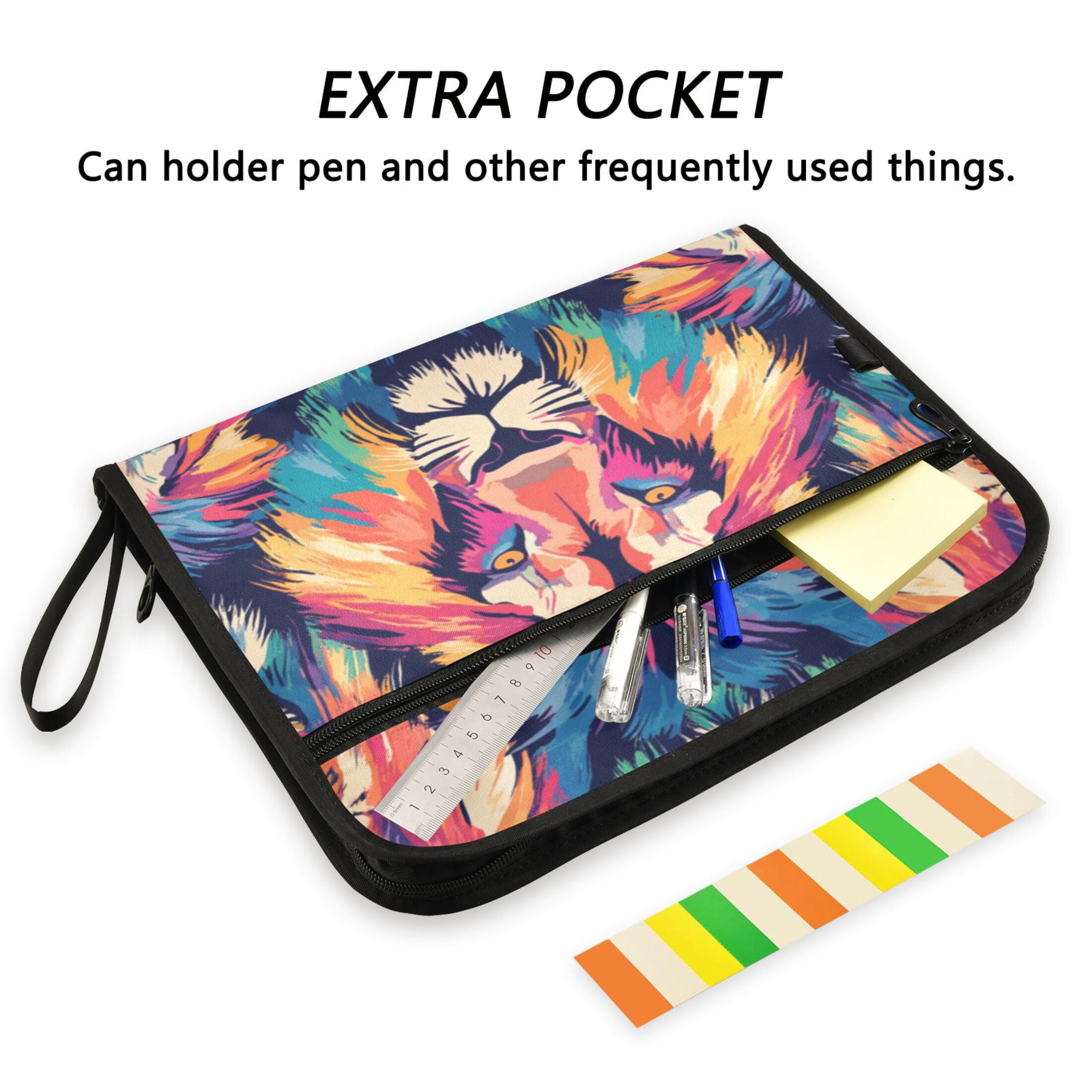 Organ Folder 14.2 x 0.8 x 10.6 Inches 13 Separate Pockets A4 Size Documents Folder A Sort Storage File Manager For The Home Office Color Lion Seamless