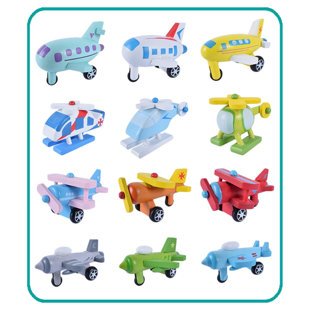 Colorful Wooden Vehicles Set Kids Children Educational Toys Birthday Gift 