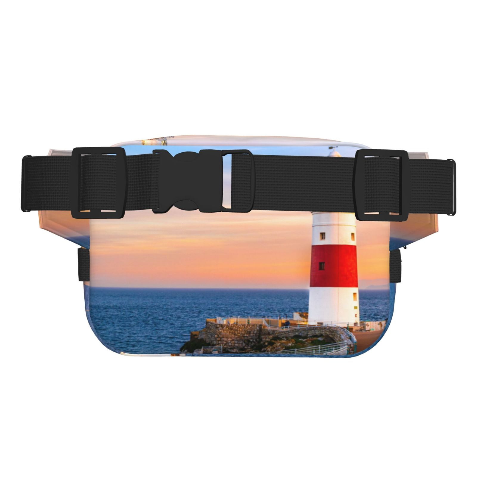 Picia Lighthous1 Print Square Double-Layer Waist Bag Mini Adjustable Waist Belt Bag Exercise Running Travel Hiking