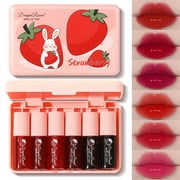 Firstfly 6 Colors Lip Tinted Stains Set, Mini Vivid High Pigment Lipstick, Hydrating Moisturizing Lip Cheeks Eyes Tint, Waterproof Long Lasting Shiny Glow Natural Glossy Non-Sticky Lip Stain Makeup