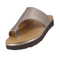 thumbnail image 4 of Sandalias de para mujer Sandalias de diapositivas de sandalias con de del pie de material cuero PU informal Caqui 40, 4 of 8