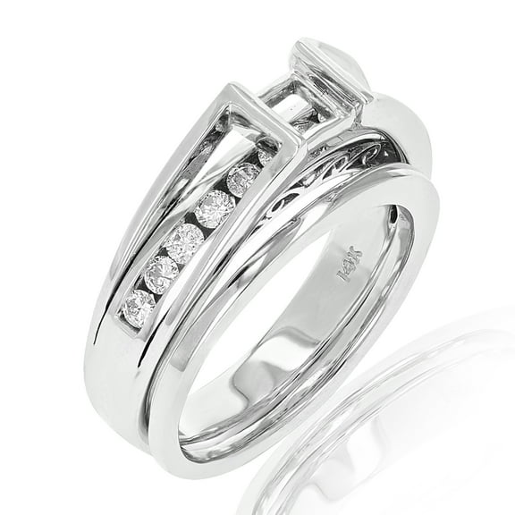 Vir Jewels 1/2 CTTW Diamond Semi Mount Wedding Bridal Set 14K White Gold Princess Size 7 Female Adult