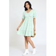 thumbnail image 5 of Spring Daisy Ruffle Trim Puff Sleeve V-Neck Mini Dress | S-3X, 5 of 16