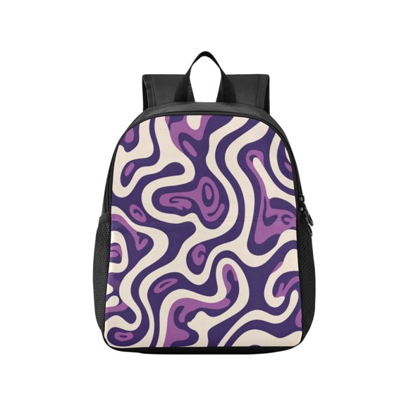 Toddler Backpack Purple Abstract Artwork Pattern Waterproof Lightweight Backpack Casual Mini Daypack for Daycare & Travel