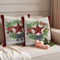 thumbnail image 2 of Christmas Red Birds Outdoor Waterproof Pillow Covers, Xmas Texas Star Wreath Red Plaid Decorative Square Throw Pillowcase Sofa Cushion Sham for Patio/Couch/Chair, 16"x16" 2 Pack, 2 of 8