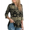 thumbnail image 2 of GingDin Womens Plus Size Shirts Floral 3/4 Roll Sleeve V Neck Henry Blouse Top M-4XL, 2 of 4