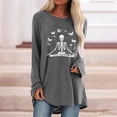 thumbnail image 2 of Camiseta de manga larga suelta con cuello redondo y estampado informal para mujer de Halloween, blusa, camisas Pompotops  FGAJ5084, 2 of 4