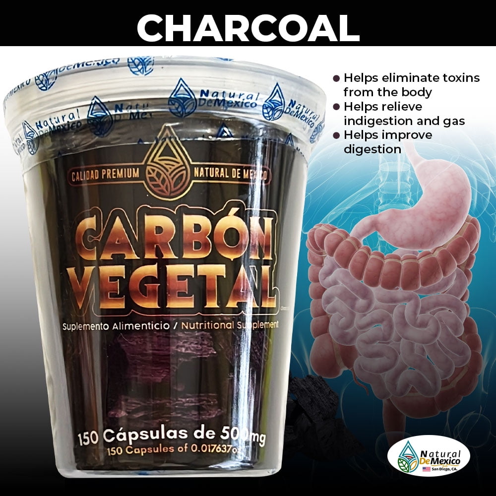 Activated Charcoal Supplement 150 Capsules 500mg. Detox Support, Helps
