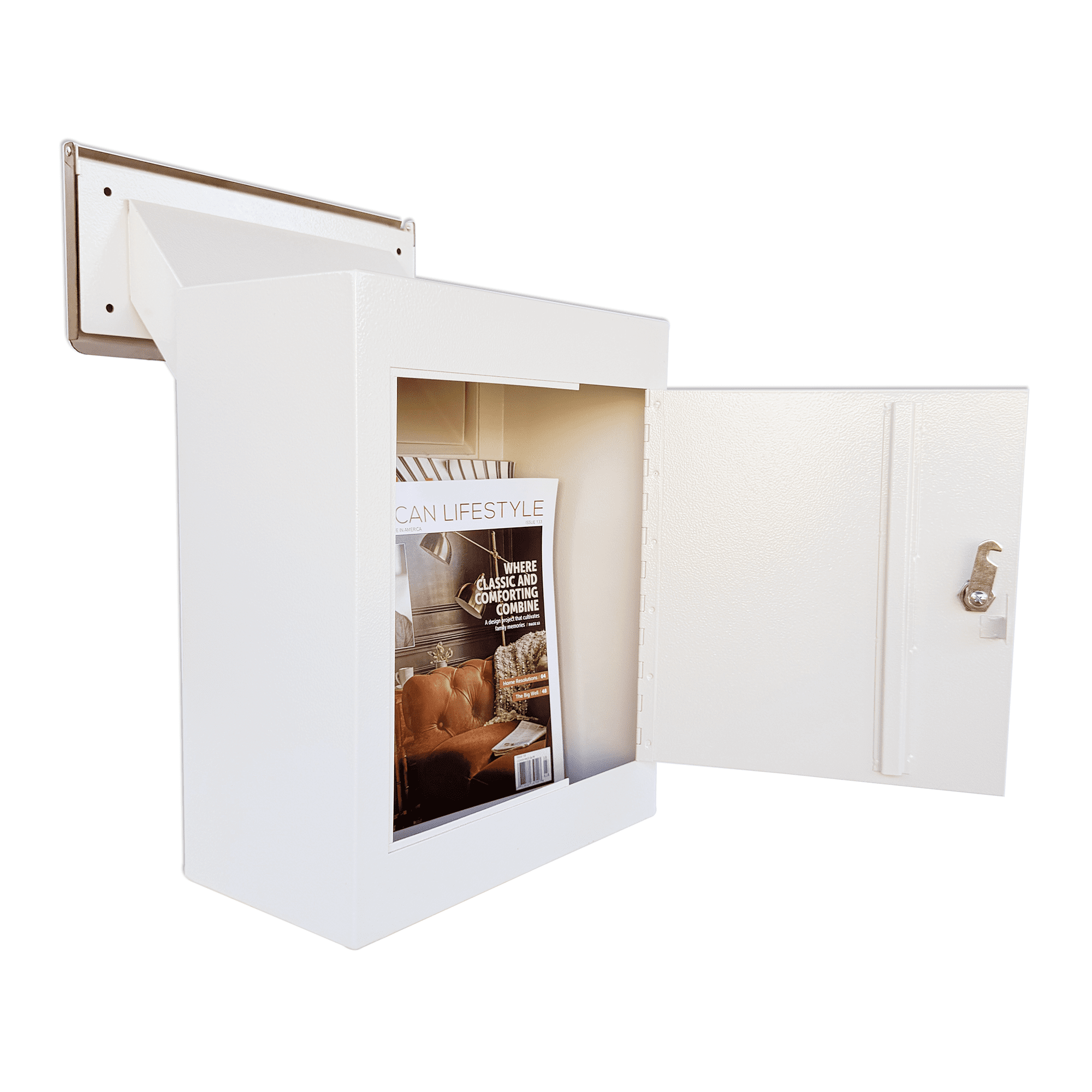 Through-The-Wall Drop Box with Rainproof Cover | Heavy Duty Through Wall Mailbox with 10-Inch Adjustable Chute | Rainproof Locking Drop Safe for Mail, Rent, Checks, Cash, and Keys, White