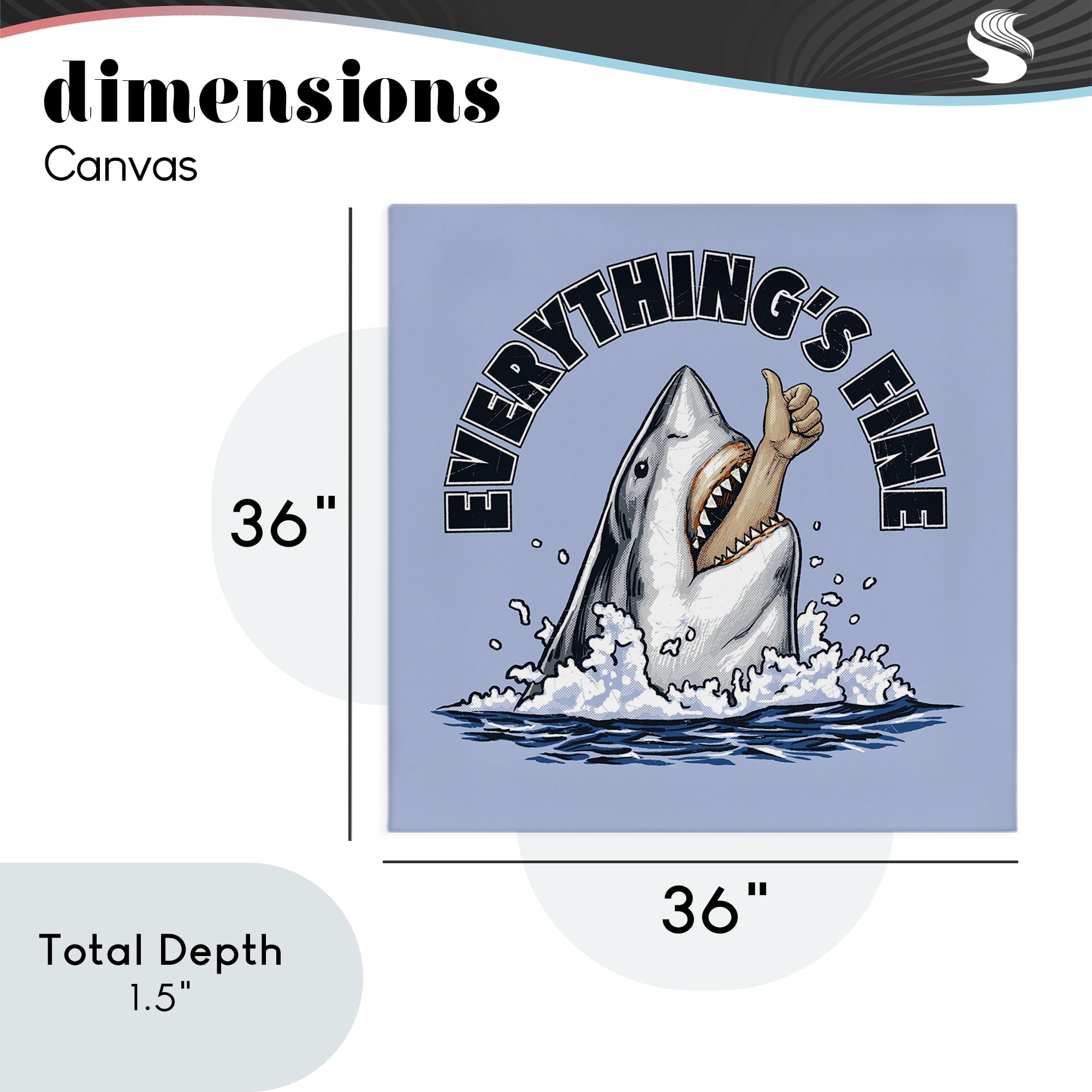 Everything's Fine Shark Bite Canvas Wall Art, design by Jedco Brands Inc.