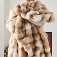 thumbnail image 3 of GEMBED Faux Fur Throw Blanket for Couch Fuzzy Soft Plush Thick Bubble Blanket for Living Room, 50x60 inches, Tie Dye Brown, 3 of 6