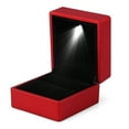 thumbnail image 5 of Xirurus Premium LED Lighted Ring Storage Box, Fashionable Engagement Jewelry Display Case with Soft Plush Interior, Perfect for Wedding Proposals and Anniversaries, 2.56 inches / 6.5 cm, Red, 5 of 9