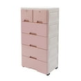thumbnail image 2 of ToppiJoy 6-Drawer Plastic Dresser with Wheels – Large Storage Organizer for Clothes, Toys, and More, Durable PP Material, Pink, 2 of 9