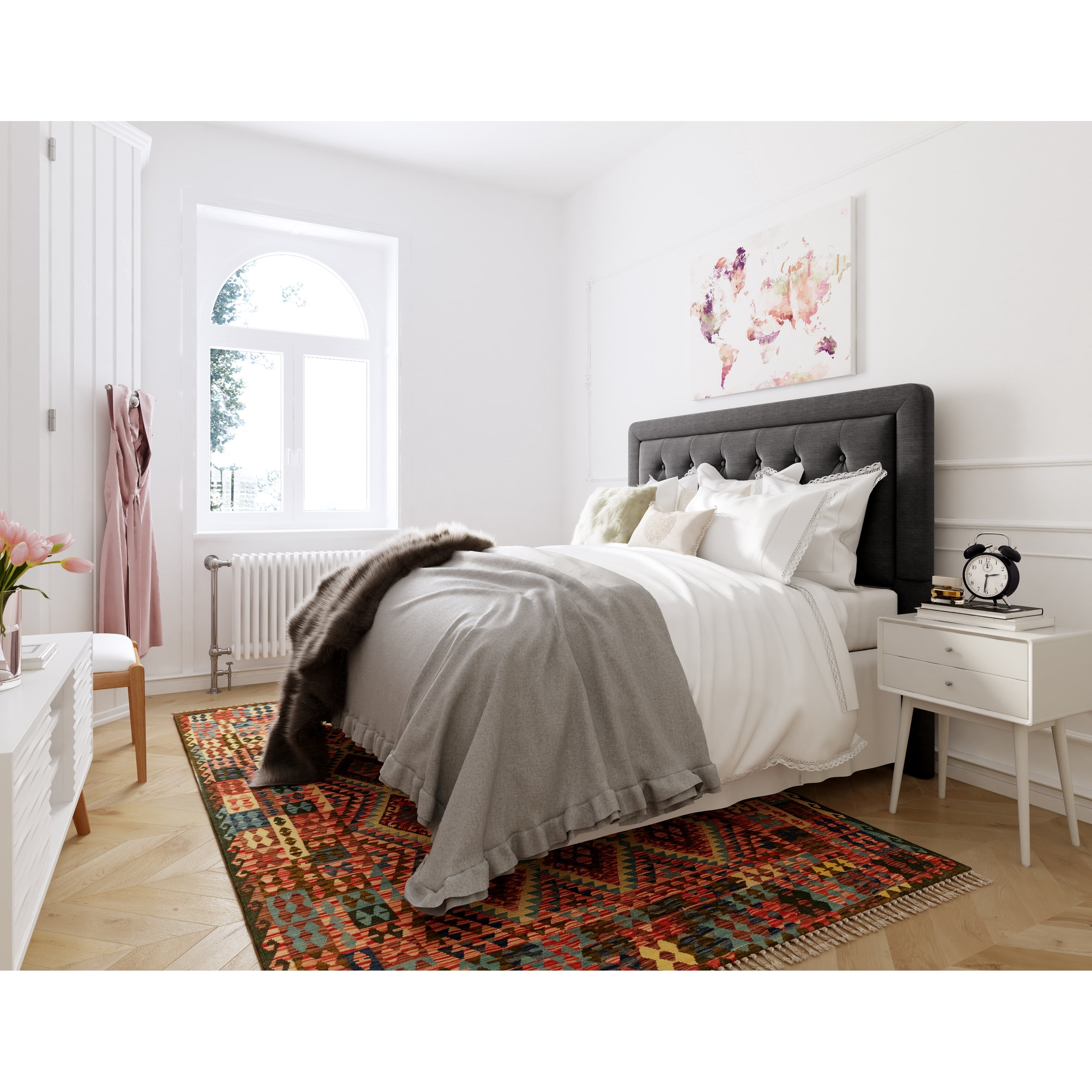 Millwork Holdings,. Co Inc Elle Decor Amery Tufted Upholstered Headboard, King Grey