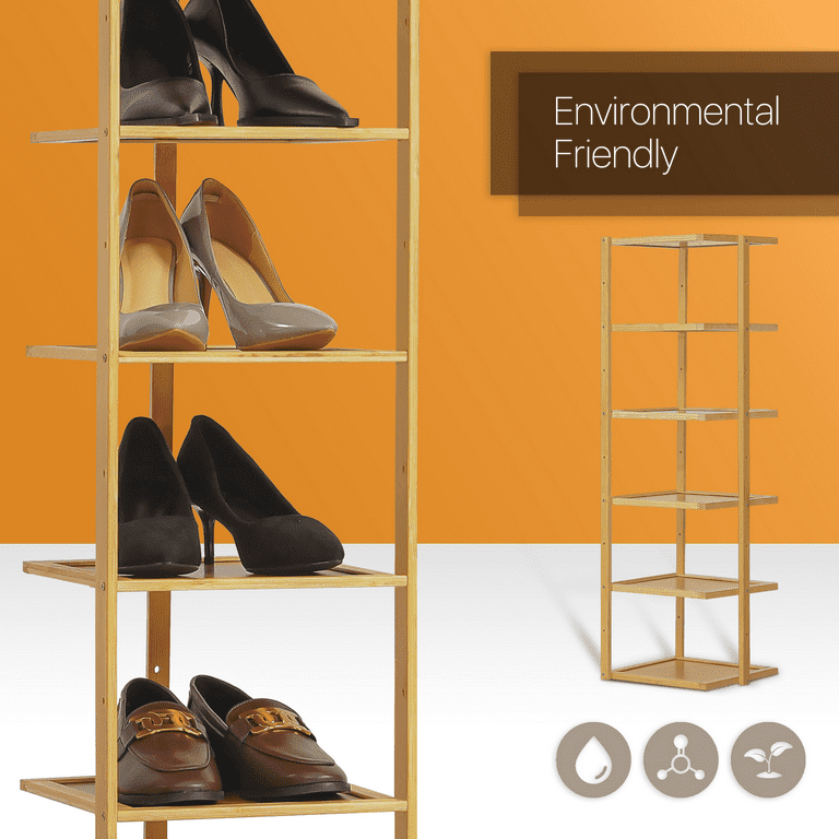 MoNiBloom 8 Tiers Corner Bamboo Shoe Rack, Storage Shoes Stand 8