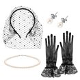 thumbnail image 1 of Lurrose 1 Set Fascinatory Tea Party Disfraz Accesorios Cara Veil Pearl Collar Pendientes Lace Guantes, 1 of 4