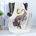 thumbnail image 4 of Japanese Dragon Soft Flannel Fleece Throw Blanket, Far Eastern Beast Fiery Monster with Scales Fangs and Tail, Cozy Plush for Indoor and Outdoor Use, 60" x 80", Grey Violet Yellow, by Ambesonne, 4 of 5