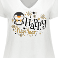 thumbnail image 4 of Inktastic Happy New Year with Cute Penguin Women's Plus Size V-Neck T-Shirt, 4 of 5