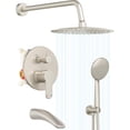 thumbnail image 2 of Shower System, Pressure Balance Shower Faucet Set, Stainless Rain Shower head with Handheld Shower Spray , Pressure Rainfall Shower Head Set, Matte, 2 of 6