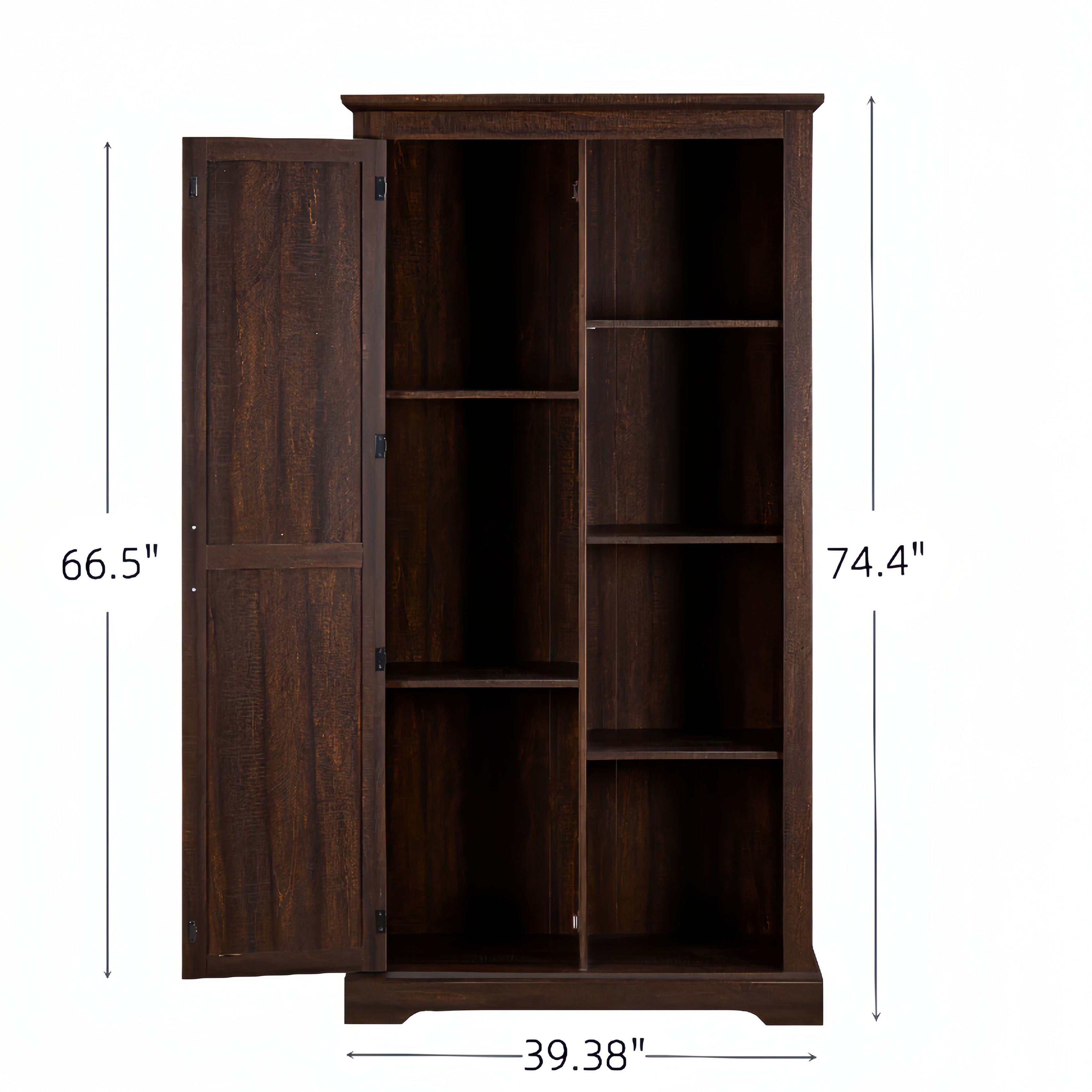 Rustic Farmhouse Tall Storage Cabinet Bookcase with Sliding Barn Door, Adjustable Shelf, Pantry Cupboard Kitchen Organizer Furniture Home Drawer Shelves