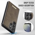 thumbnail image 4 of Case For Samsung Galaxy S23 Ultra 5G RFID Blocking Compatible With MagSafe Detachable 2 In 1 Wallet With Card Holder,PU Leather Case,  Holder Kickstand Magnetic Protective Women Men Cover,Brown, 4 of 11