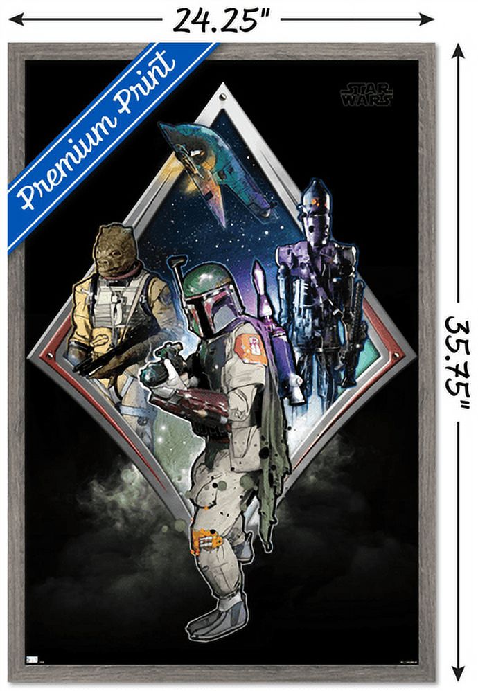 Star Wars: Original Trilogy - Bounty Hunters Badge Wall Poster, 22.375" x 34", Framed