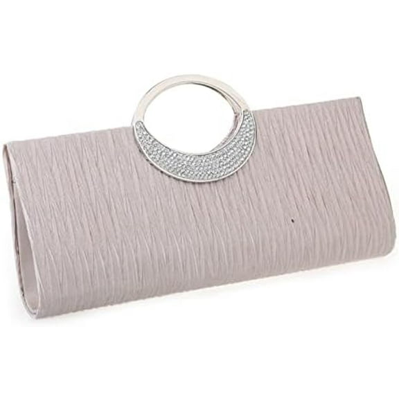 Women Elegant Clutch Purse Rhinestones Pleated Wedding Clutch Handbag Formal Evening Bag Party